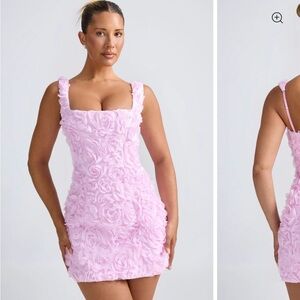 Pink Floral Textured Mini Dress